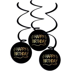 Shining glam swirls happy birthday - 3 stuks