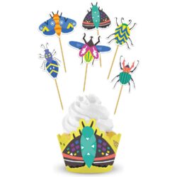 Cupcake decoratie set buzzing bugs - 6 stuks