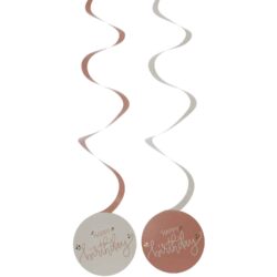 Crème rose swirls happy birthday – 6 stuks – 13 x 60 cm
