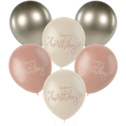 Crème rose ballonnen happy birthday - 6 stuks