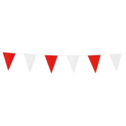 Vlaggenlijn mini PE rood wit - 3 meter - 10 x 15 cm