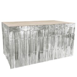 Tafelrok metallic zilver - 300 x 74 cm