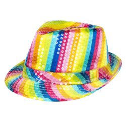 Hoed Popstar sequins rainbow - 59 cm