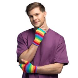 Vingerloze handschoenen regenboog - 1 paar