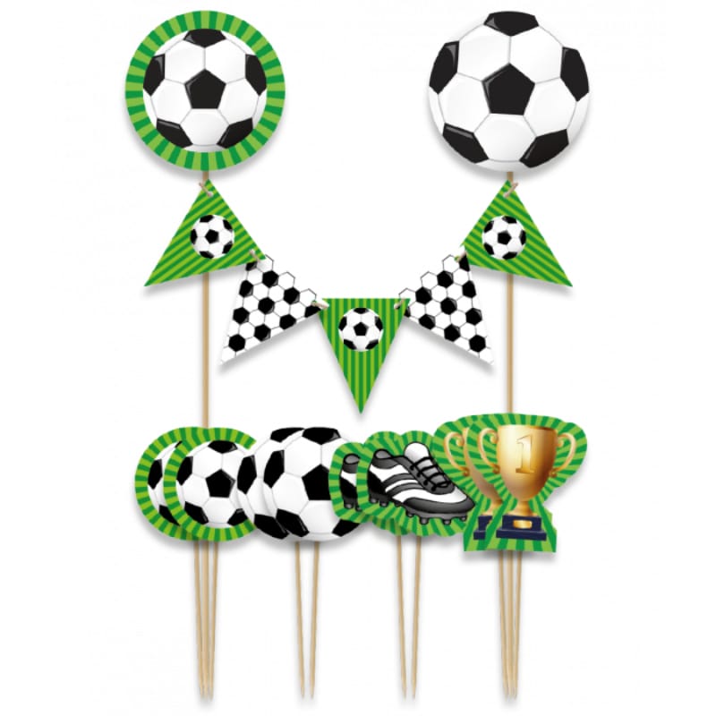 Taartdecoratie set "voetbal" - 9 stuks Taartdecoratie set "voetbal" - 9 stuks