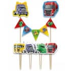 Taartdecoratie set "trucks" - 9 stuks
