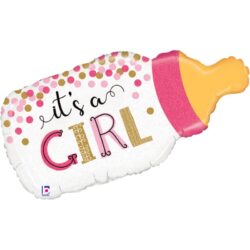 Holografische folieballon babyfles It's a girl - 83 cm