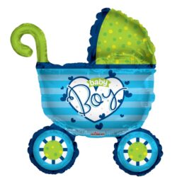 Folieballon kinderwagen baby boy - 91,4 cm
