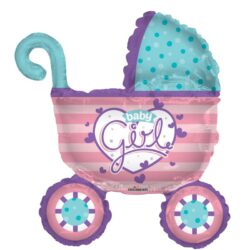 Folieballon kinderwagen baby girl - 91,4 cm
