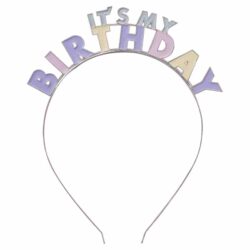 Metalen tiara 'it's my birthday' pastel