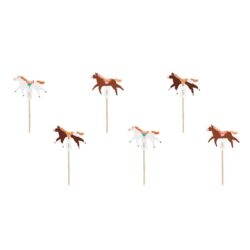 Cupcake toppers paarden - 13 cm - mix - 6 stuks