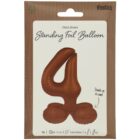 Staande folieballon Cijfer 4 Chocolate Brown - 72 cm
