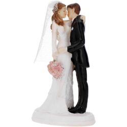 Trouwfiguurtje Kussend Koppel Boeket