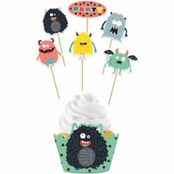 Cupcake decoratie set monster - 6 stuks Cupcake decoratie set monster - 6 stuks
