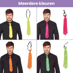 Stropdas pailletten 37 cm - NEON kleuren