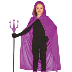 Lilac fluwelen kindercape met capuchon - 100 cm