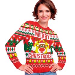 Dames kersttrui merry xmas - rood