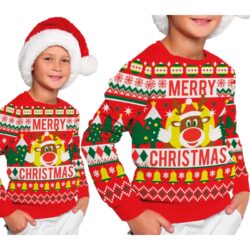 Kinder kersttrui merry xmas - rood