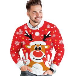 Heren kersttrui rendier - rood