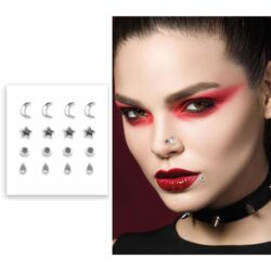 Zilveren plakdiamantjes fake piercing