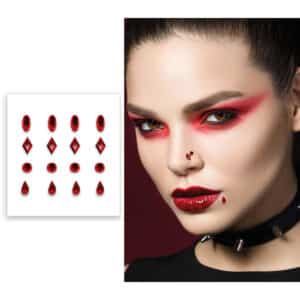 Rode plakdiamantjes fake piercing