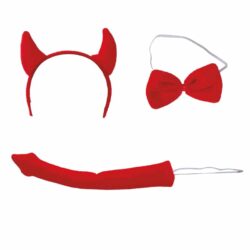Duivel set - tiara, vlinderstrik, staart