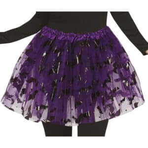 Dames tutu lila/ zwart vleermuizen - 40 cm