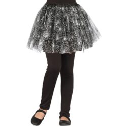 Meisjes tutu spinnen zwart/ zilver - 30 cm