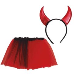 Meisjes duivel set tutu en tiara - 30 cm