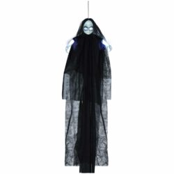 Hangend meisje zwarte ogen - licht en geluid - 130 cm