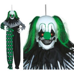 Groene clown met licht, geluid en beweging - 160 cm