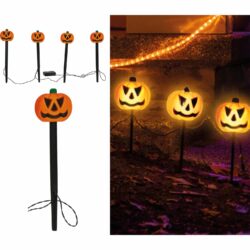 LED pompoen tuinlantaarns - 33 cm - 4 stuks