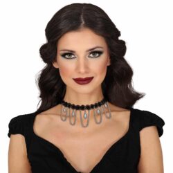 Bloemen choker met zilveren steen