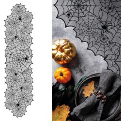 Tafelloper Halloween spinnen in web - 183 x 45 cm