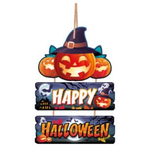 Houten happy Halloween deurbord - 3 delen -   x   cm