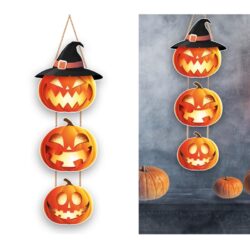 Houten happy Halloween deurbord pumpkin - 3 delen -   x   cm