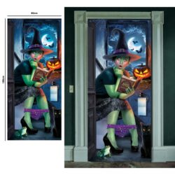 Deur decoratie "surprised witch" - 80 x 180 cm