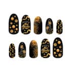 Happy new year nagels met lijm - zwart goud (10 stuks)