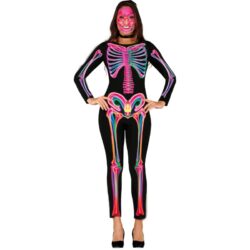Dames kostuum neon skeleton