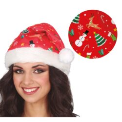 Rode foute kerstmuts - snowman - 1 stuks
