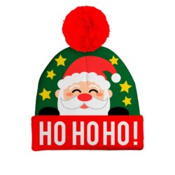 Groene foute kerstmuts HOHOHO - wol effect - 1 stuks