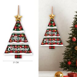 Decoratie bord kerstboom Merry Christmas (32 x 21 cm)