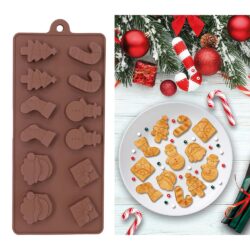 Siliconen koekjesvorm kleine kerst figuren - 1 stuks - bruin