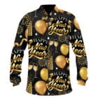 Happy New Year shirt heren - zwart/ goud - 1 stuks
