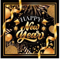 Papieren servetten Happy New Year - 20 stuks - 16 x 16 cm