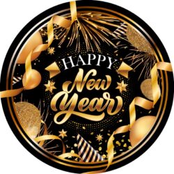 Papieren borden Happy New Year - 23 cm - 6 stuks