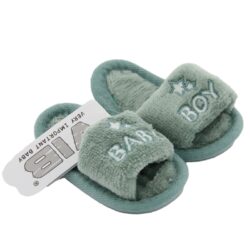 Baby slipper 'baby boy' mosgroen - 1 paar