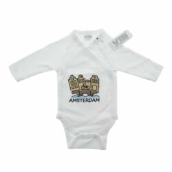 Overslag romper 'AMSTERDAM' - wit (0-3 m)