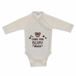 Overslag romper 'Love you BEARY much' - beige (0-3 m)