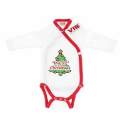 Overslag romper 'My 1st X-Mas' wit-rood (0-3 m) Overslag romper 'My 1st X-Mas' wit-rood (0-3 m)
